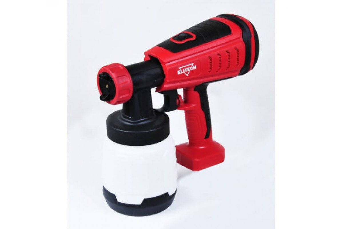 Краскопульт аккумуляторный Elitech КА18БЛП, 300Вт, 1000 мл/мин, бак 0,8 л