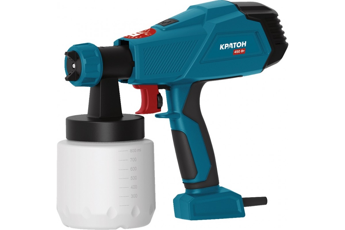 Краскопульт Кратон ESG-450, 450Вт, 800 мл/мин, бак 0,8 л, сопло 2,6 мм, 1,2 кг